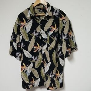 Men's Black Tropical Print Casual Shirt